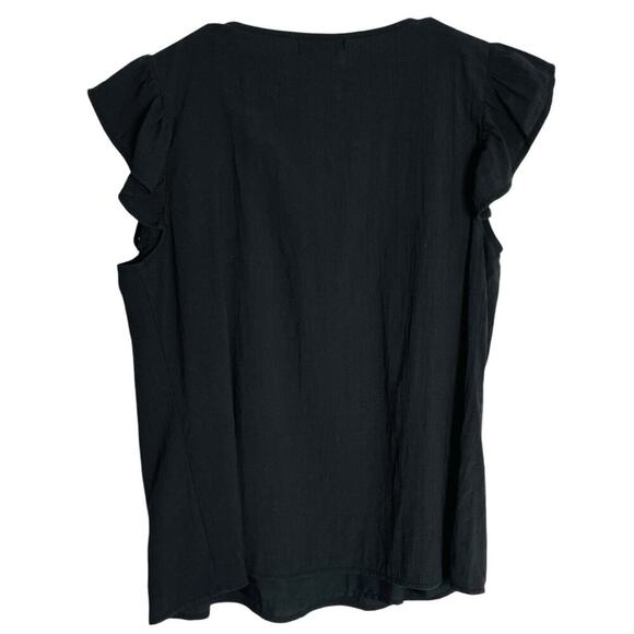 Dorose Boho Blouse Top Womens XL Black Embroidered Square Neck Cottagecore - Picture 3 of 9